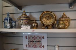 A selection of ceramics from Thailand having extensive gilt decoration