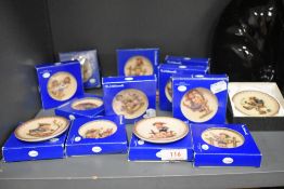 Thirteen modern Goebel or Hummel miniature plates in original boxes
