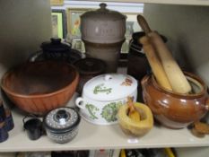 A fine selection of kitchen wares including Wedgwood tureen, Hornsea pottery storage jars and