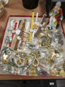 A mixed lot of ladies wrist watches, costume jewellery and similar.