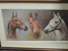 S L Crawford, (contemporary), after, a print, horse study Arkle Red Rum Desert Orchid, 36 x 62cm,