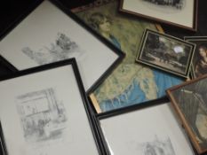 William Hoggarth, (20th century), after, a re-print, townscapes, 28 x 22cm, framed and glazed, 30