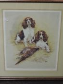 Logan, (contemporary), after, a print, spaniel gun dogs, signed bottom right, 50 x 42cm, mounted