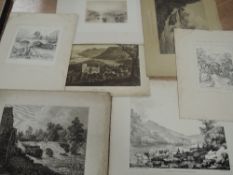 T Hearne, (18th/19th century), after, an etching, Beetham force Westmoreland, 28 x 38cm, and a sel