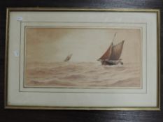 William H Pearson, (20th century), a watercolour, sailing boats, signed, 25 x 49cm, mounted framed