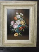 R Rosini, (20th century), an oil painting on copper, still life, signed, 23 x 16cm, framed, 34 x