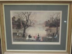 Helen Layfield Bradley, (1900-1979), after, a print, Our Picnic, signed, 42 x 60cm, mounted pine