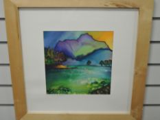 G Threlfall, (contemporary), a mixed media painting, The Langdales and Blea Tarn, signed, 29 x 29cm,