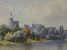 (19th century), a watercolour, Windsor Castle, 20 x 48cm, gilt effect mounted framed and glazed,