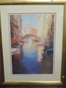 Cecil Rice, (20th century), after, a print, Venice, attributed verso, 57 x 39cm, mounted, gilt