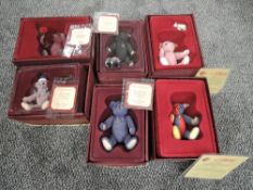 Six Enesco Steiff 100 Years of Teddy Bears new porcelain collectables, A1155 Rose Bear, 639141I 1998