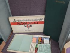 A 1940's Parker Brothers Monopoly no9 White Box American Edition Game having green 19' board, 10