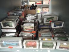 A shelf of modern EFE 00 scale diecast Buses and Wagons, approx 47