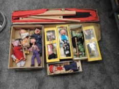 Nine Pelham SM and Similar Puppets including Dragon, Policeman, Old Woman, Policeman etc, five