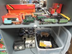 Two Shelves of Hornby, Hornby Dublo and similar 00 gauge including 4-6-2 BR Class Loco & Tender,