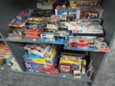 Two shelves of Pepsi related diecasts including Remco, Golden Wheel, Models of Yesteryear etc, all