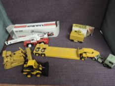 A collection of Construction Diecasts including NZG Link Belt Crane, boxed, Caterpillar Generator,