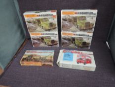 Four Matchbox 1:76 scale plastic kits, M-19 Tank Transporter 45 Tons all sealed, along with Airfix