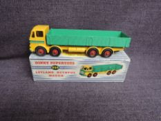 A Dinky diecasts, 934 Leyland Octopus Wagon, Yellow & Green in original blue and white striped box