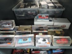 A shelf of Matchbox Dinky diecasts, including Delahaye 145, 1957 Chevrolet Convertable etc, 16 in