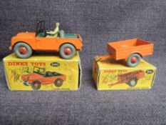 Two Dinky diecasts, 340 Land Rover and 341 Land Rover Trailer, both Orange, both in original boxes