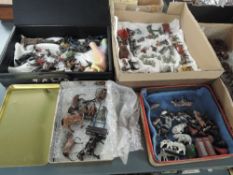 A large collection of Britains and similar Lead Farm Animals, Workers and Accessories, Hunting and