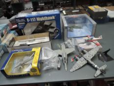 A collection of dieacst Military Aeroplanes including Air Command F-117 Nighthawk, Motor Max
