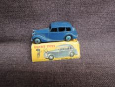 A Dinky diecast, 151 Triumph 1800 Saloon, Blue with light Blue Hubs in original box, missing end