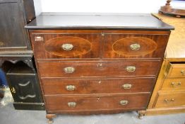 A 19th century and later mahogany adapted chest of drawers, now formed as a mule chest with lift