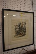 A19th century type coloured military engraving entitled 60th, depicting a fighting soldier,