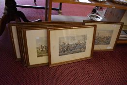 After Henry Alken, a set of six hunting scene colour prints.