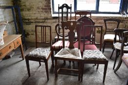 A group of seven miscellaneous chairs to include Edwardian bedroom chair, Victorian oak rush
