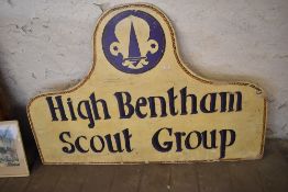 A hand painted high Bentham scout group sign 150CM