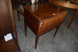 A George III Inlaid mahogany night stand of rectangular form, one side falling on button release