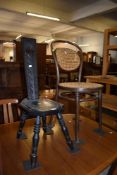 A Victorian design stained wood spinning chair, sold together with a Polish bentwood cane seated