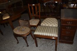 A small group of mixed seating, to include 1920s dressing stool, mahogany stool and two Edwardian