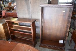 A mahogany three tier open bookcase, of 19th century design, repairs to joints showing at the