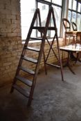 A pair of vintage wooden decorators step ladders. 168CM.