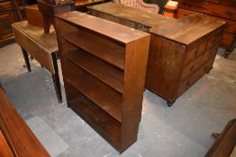 An early 20th century mahogany open bookcase. 112CM. Sold along with a similar oak open bookcase.