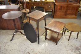 A 19th century mahogany circular stem table of traditional design, sold together with three later