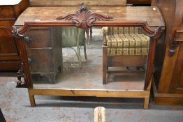 A Victorian carved mahogany sideboard mirror back, with carved cresting (af)