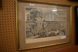 A Victorian coloured engraving, the opening of the Great Industrial exhibition of All nations.