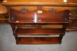 An Edwardian design mahogany three tier wall shelf. 87 CM X. 91CM.