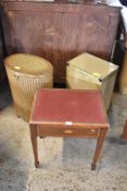 An Edwardian mahogany piano stool of rectangular hinged form with inlaid detail. 53CM.