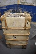 An early 20th century vellum covered ribbed travel trunk, of traditional design. 95CM.