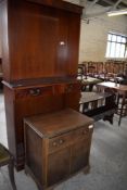 An early to mid 20th century walnut music cabinet with single drawer over two upboards. 69CM sold
