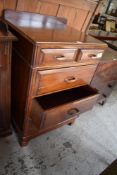 An early 20th century mahogany 2 / 3 chest of drawers, of small proportions with Bakelite type