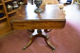 A William IV Mahogany pedestal Pembroke table, with reeded edge detail of a single drawer raised