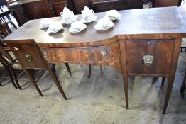 An Edwardian mahogany sideboard, of Georgian design. 92CM. X. 167CM.