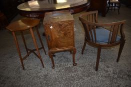 An Edwardian banded mahogany octagonal occasional table, sold together with an Edwardian tub